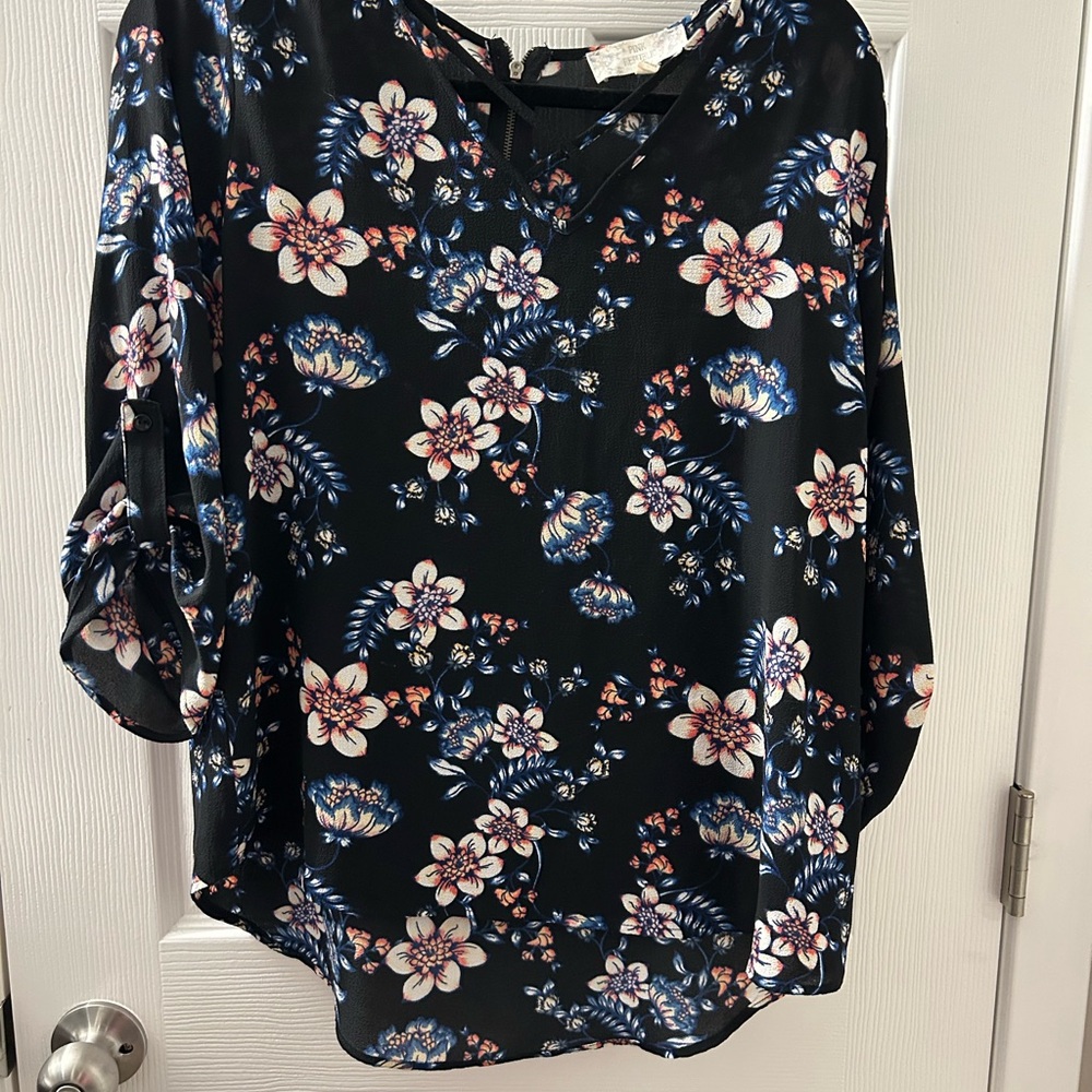 Pink Republic Black Floral Blouse